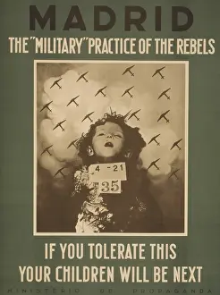 1405history Prints: Republican English language poster attacking the Nationalist practice of aerial bombing
