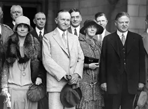 Welcomes Prints: Republican nominee Hoover heads the greeting party for President and Mrs