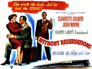 Sitting On Lap Prints: WITHOUT RESERVATIONS, Claudette Colbert, John Wayne, Don DeFore, 1946