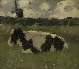 Cattle Prints: Resting Cow Near a Mill, by Richard Roland Holst