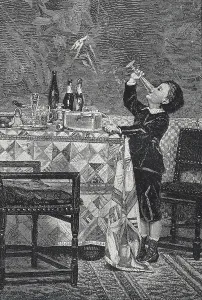 Feeding Prints: Rests of the feast. 1885. Engraving
