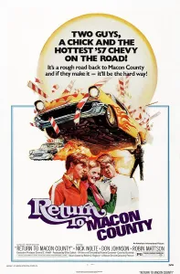Delinquent Prints: RETURN TO MACON COUNTY, US poster, from left: Don Johnson, Robin Mattson, Nick Nolte, 1975
