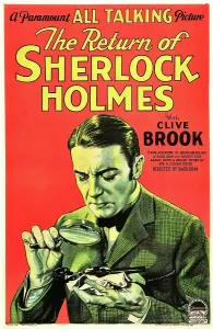 Prints of THE RETURN OF SHERLOCK HOLMES, US poster art, Clive Brook as Sherlock Holmes, 1929 October Prints: THE RETURN OF SHERLOCK HOLMES, US poster art, Clive Brook as Sherlock Holmes, 1929
