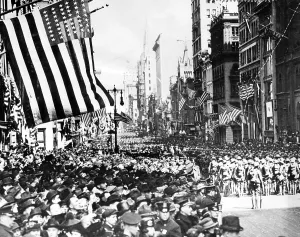 Armistice Prints: Returning U.S. troops marching up Fifth Avenue after the armistice and their return from France