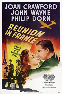 Dorn Prints: REUNION IN FRANCE, US poster art, from left: Joan Crawford, Philip Dorn, 1942