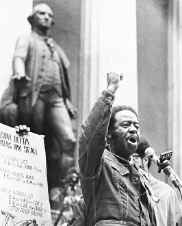 Raised Arm Prints: Rev. Ralph Abernathy speaks with a clenched fist on Wall Street on April 5