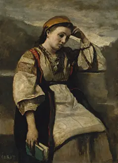 Folk Prints: REVERIE, by Camille Corot, 1860-65