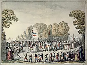 Watercolour Prints: Revolutionary procession. Etienne Bericourt
