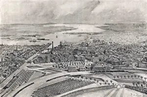 Rhode Island Prints: Rhode Island. View of the city of Providence as seen from the dome of the new State House