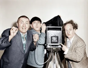 Fine Prints: RHYTHM AND WEEP, from left: Curly Howard