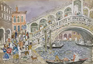 Post Impressionist Prints: RIALTO BRIDGE (COVERED BRIDGE, VENICE)