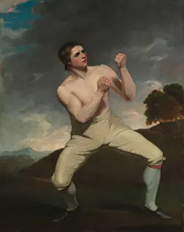 Bare Chested Prints: RICHARD HUMPHREYS, THE BOXER, by John Hoppner, 1775, British painting, oil on canvas