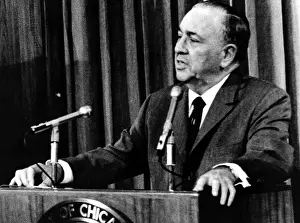 Politician Prints: Richard J. Daley speaks at press conference about Democrat nomination of Hubert Humphrey