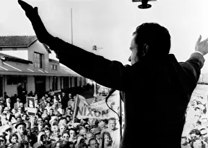 Whistle Stop Prints: Richard Nixon campaigning for Governor of California. He speaks to a Salinas, Calif