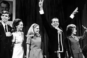 Celebration Prints: Richard Nixon, celebrates after defeating Hubert Humphrey