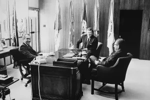 Kissinger Prints: Richard Nixon and Henry Kissinger meeting with John Wayne