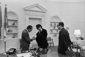 Collars Prints: Richard Nixon meeting with Elvis Presley as Egil Krogh looks