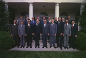 Ambassadors Prints: Richard Nixon posing with his Cabinet