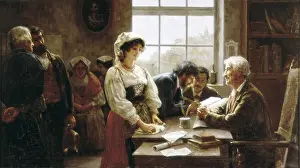 RICO CEJUDO, Jose (1864-1939). The Marriage Contract. 1895. Costumbrism. Oil on canvas. SPAIN. CAdiz. Museo de CAdiz. - P