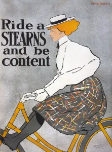 Bicycle Prints: Ride a Stearns and be content. Poster advertising Stearns bicycles