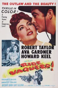 Outlaw Prints: RIDE, VAQUERO!, US poster art, top from left: Ava Gardner