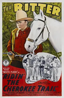 Ritter Prints: RIDIN THE CHEROKEE TRAIL, top left: Tex Ritter, 1941