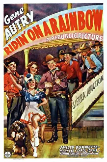 Gene Prints: RIDIN ON A RAINBOW, US poster art, center: Gene Autry, 1941