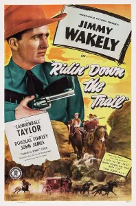 Gun Drawn Prints: RIDIN DOWN THE TRAIL, US poster art, Jimmy Wakely, 1947