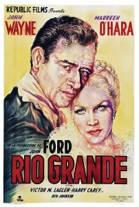 Wayne Prints: RIO GRANDE, from left: John Wayne, Maureen O'Hara featured on Spanish poster art, 1950