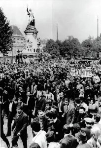 Demonstrate Prints: RIOT-Workers & others march past the Statue of the Republic in a demonstration called by France's powerfull General