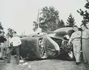 Riots Prints: Rioters overturn and smash a car on the Paul Robeson concert grounds near Peekskill