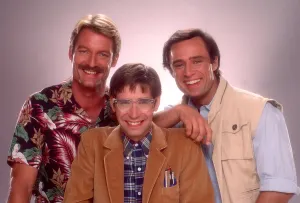 Penny Prints: RIPTIDE, (back, from left): Perry King, Thom Bray, Joe Penny, 1984-86