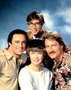 Moustache Prints: RIPTIDE, (clockwise):Joe Penny, Thom Bray, Perry King, Anne Francis, 1984-86