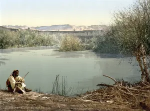 Holy Land Prints: The River Jordan, Holy Land, Jordan, photochrom, circa 1890-1900