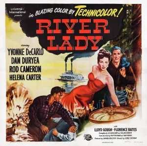 Cameron Prints: RIVER LADY, US poster, facing front from left: Yvonne De Carlo, Rod Cameron, 1948