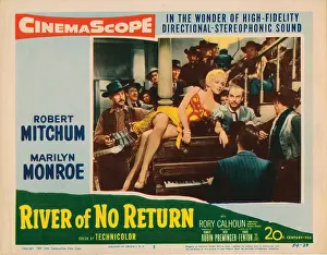 Piano Prints: RIVER OF NO RETURN, lobbycard, Marilyn Monroe (yellow gown)