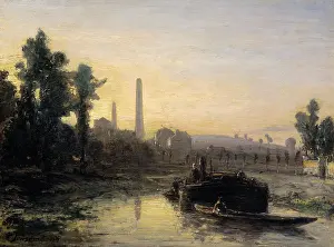 Windmill Prints: River View in France, possibly near Pontoise