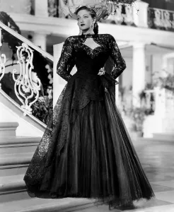 Lace Dress Prints: ROAD TO RIO, Dorothy Lamour, in a black tulle and lace gown by Edith Head, 1947