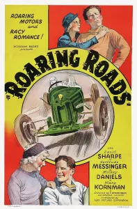 Vintage Car Prints: ROARING ROADS, US poster art, clockwise from top left: Gertrude Messinger