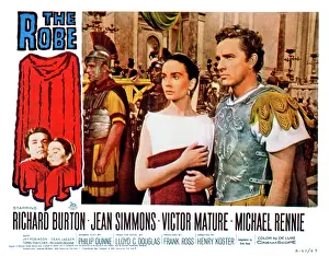 Burton Prints: THE ROBE, US lobbycard, from left:Jean Simmons