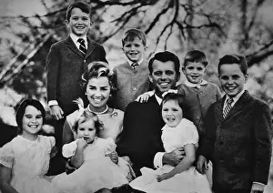 Kennedy Prints: Robert Kennedy and his wife, Ethel, pose with their seven children