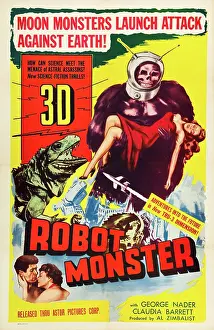 Claudia Prints: ROBOT MONSTER, bottom, from left: George Nader, Claudia Barrett, 1953