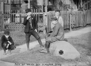 Crime Scene Prints: Rock on which boy murderer stood, circa 1910s