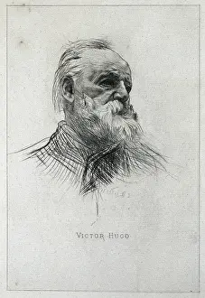 RODIN, Auguste (1840-1917). Portrait of Victor Hugo. ca. 1884. Dry-point engraving. Engraving. FRANCE. Paris. National Library