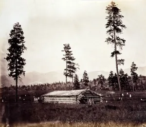 Mission Prints: The Roman Catholic mission near the Kootenai River in Idaho. albumen print, 1861