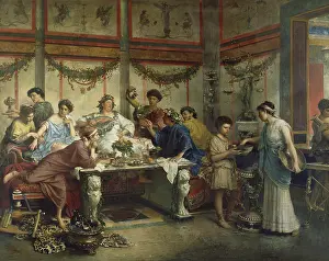 Lcgr1606 Prints: A Roman Feast, by Roberto Bompiani, 1885-99 c. Italian painting, oil on canvas