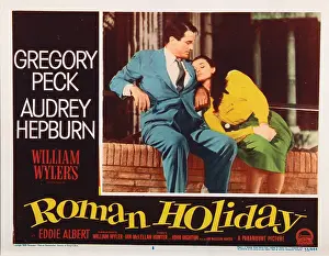 Asleep Prints: ROMAN HOLIDAY, lobbycard, from left: Gregory Peck, Audrey Hepburn, 1953