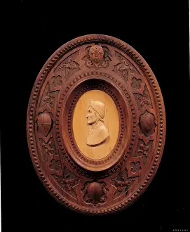 Decorative Objects Prints: Romanelli Ferdinando, Frame with portrait of Dante Alighieri