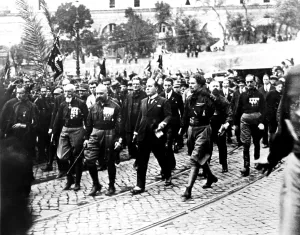 Dictator Prints: ROME, ITALY--Followed by his black-shirted Facists--40