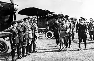 Inspection Prints: ROME--Premier Benito Mussolini (center) shown inspecting his air force